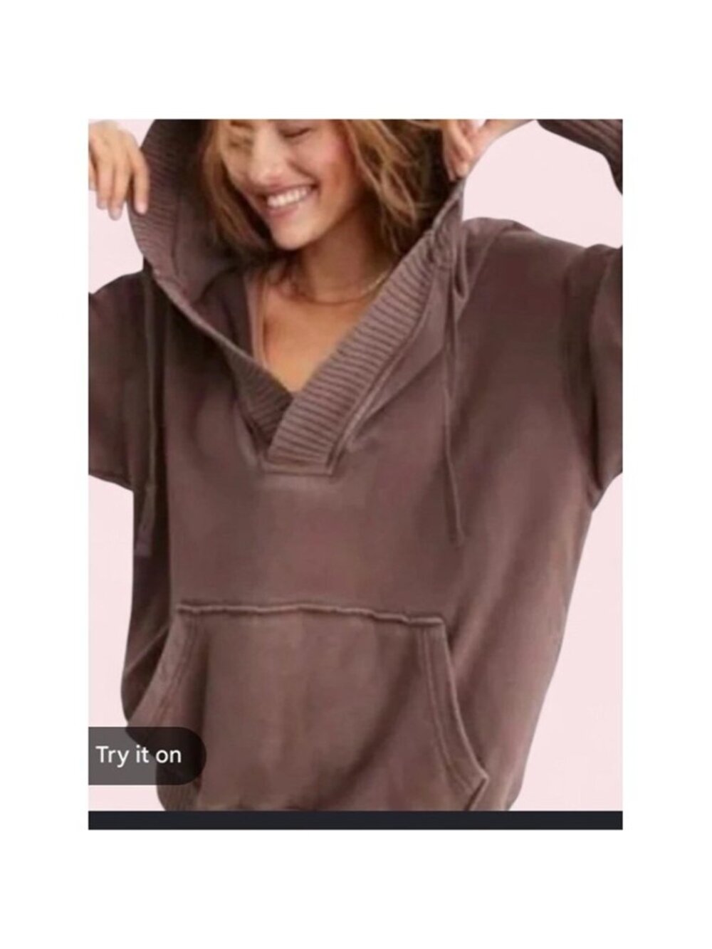 AERIE BROWN OVER SIZED Hooded Pullover in Taupe Brown SIZE XXL